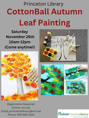 Kids Autumn Craft! Make a Tree Painting with Cotton Balls Princeton Library